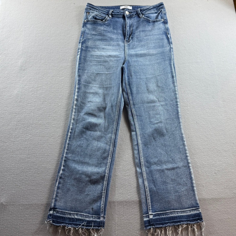 YMI Jeans Women 15/32 Blue Raw Hem Straight Leg 31x28
